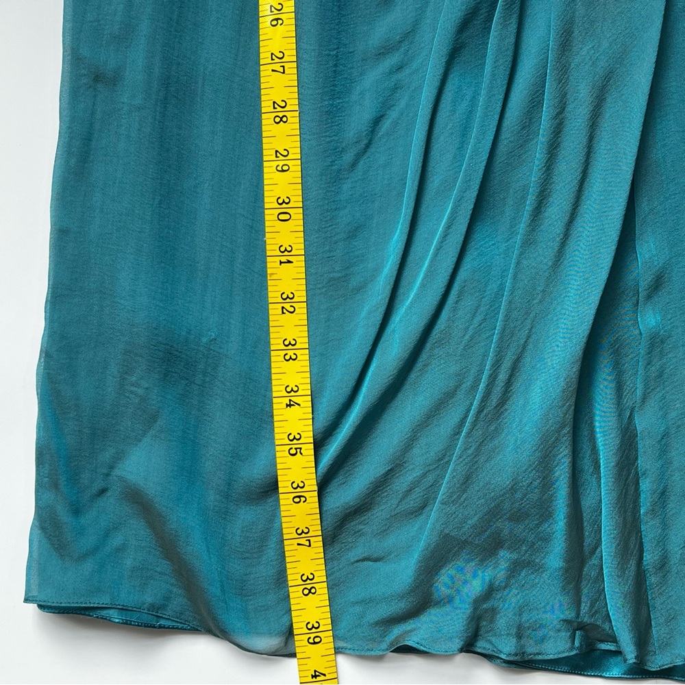 Carmen Marc beautiful %100 silk beaded ruched teal  Size 8 - Picture 11 of 11